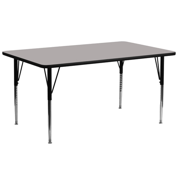 Flash Furniture 30''W x 72''L Rectangular Grey HP Laminate Activity Table - Standard Height Adjustable Legs