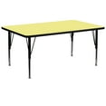 thumbnail image 1 of Flash Furniture 30''W x 72''L Rectangular Yellow Thermal Laminate Activity Table - Height Adjustable Short Legs, 1 of 4