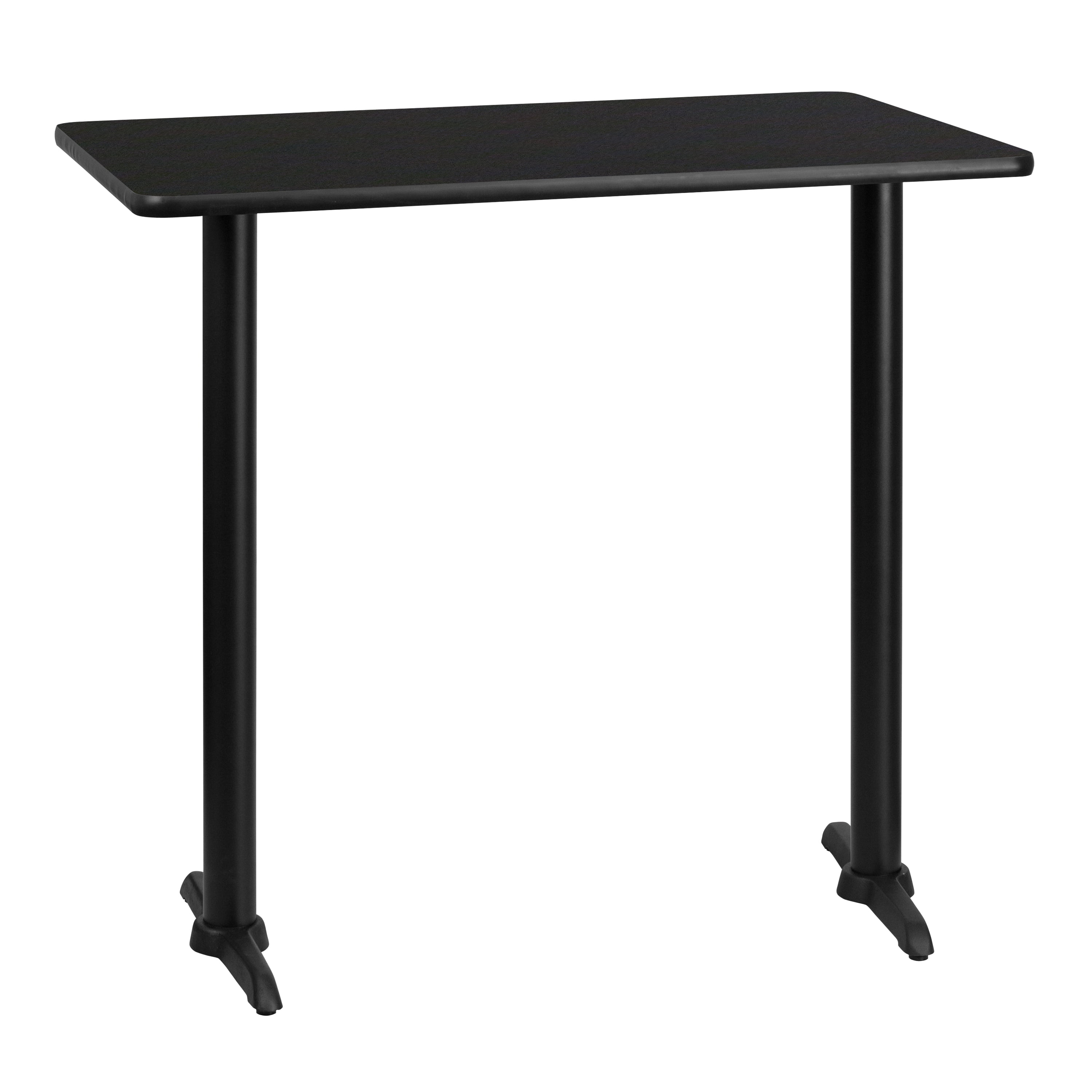 Black Rectangular Laminate Bar Height Table with Metal Base