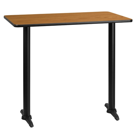 Flash Furniture 30'' x 45'' Rectangular Natural Laminate Table Top with 5'' x 22'' Bar Height Table Bases