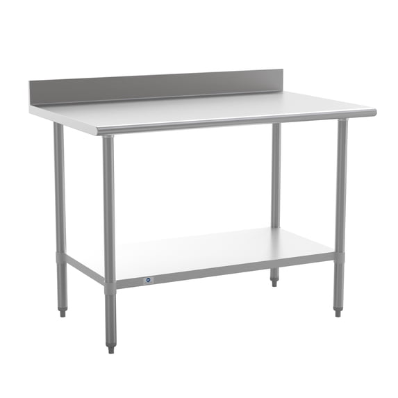 Flash Furniture 30" x 48" Adjustable Shelf Stainless Steel General Purpose Table with 4" Backsplash