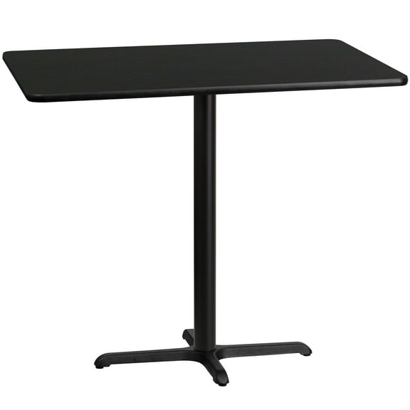 Flash Furniture 30'' x 48'' Rectangular Black Laminate Table Top with 23.5'' x 29.5'' Bar Height Table Base