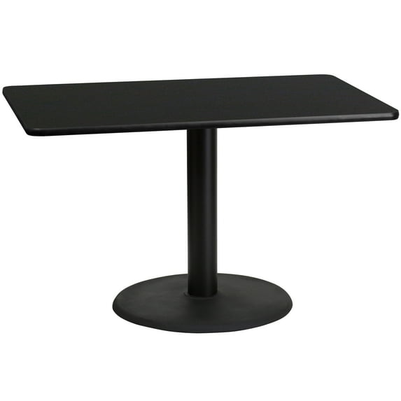 Flash Furniture 30'' x 48'' Rectangular Black Laminate Table Top with 24'' Round Table Height Base