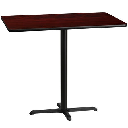 Flash Furniture 30'' x 48'' Rectangular Mahogany Laminate Table Top with 23.5'' x 29.5'' Bar Height Table Base