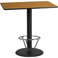 thumbnail image 1 of Flash Furniture 30'' x 48'' Rectangular Natural Laminate Table Top with 24'' Round Bar Height Table Base and Foot Ring, 1 of 2