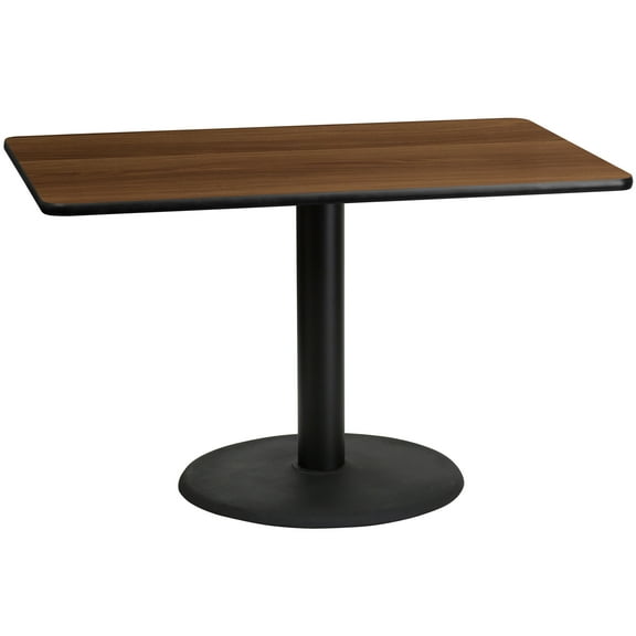 Flash Furniture 30'' x 48'' Rectangular Walnut Laminate Table Top with 24'' Round Table Height Base