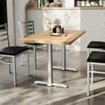thumbnail image 1 of Flash Furniture 30" x 48" Solid Wood Commercial Indoor Tabletop in Natural with Dual 5" x 22" Dining Height Rust-Resistant Silver Cast Iron T-Bases, 1 of 10