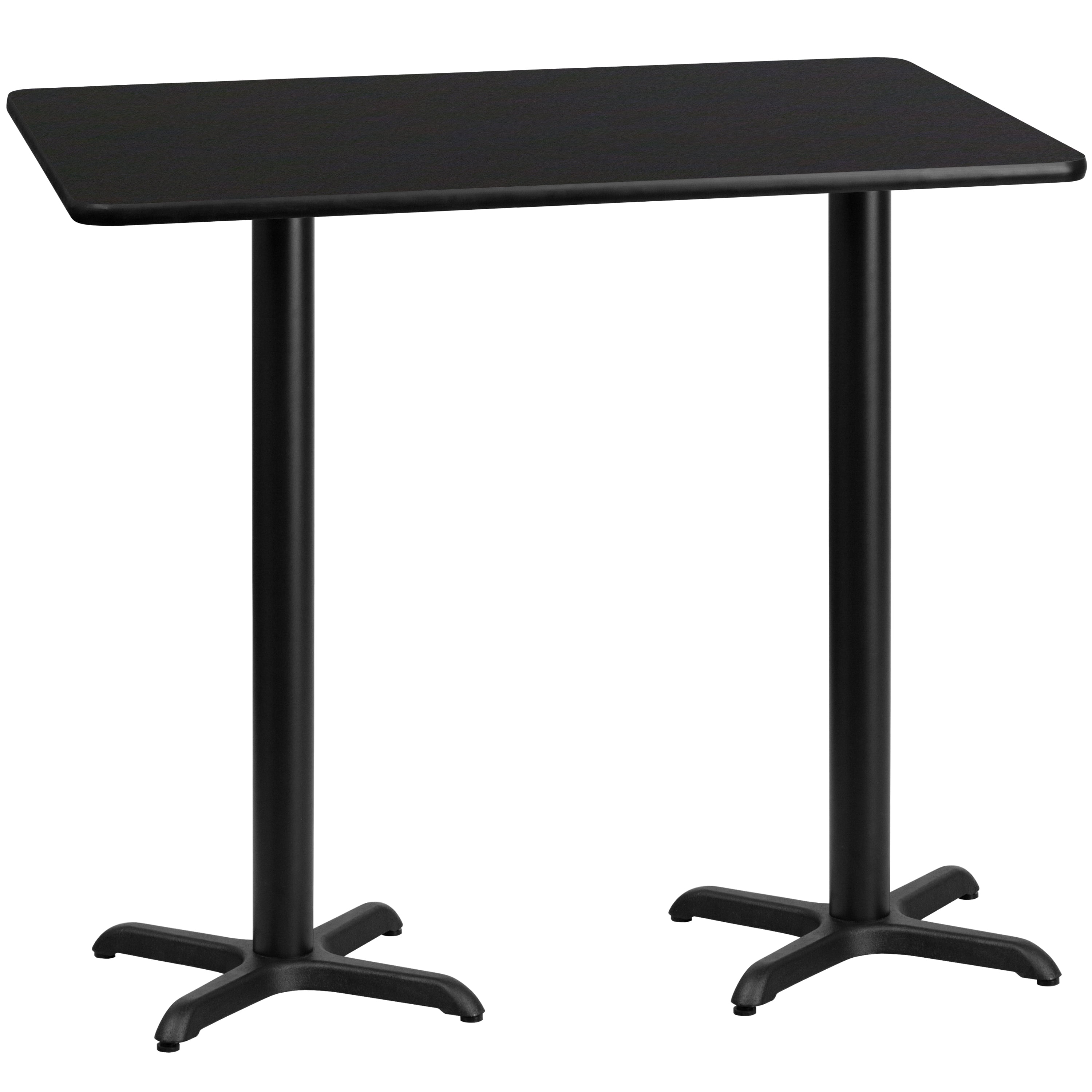 Black Laminate Rectangular Bar Height Table with Cast Iron Base