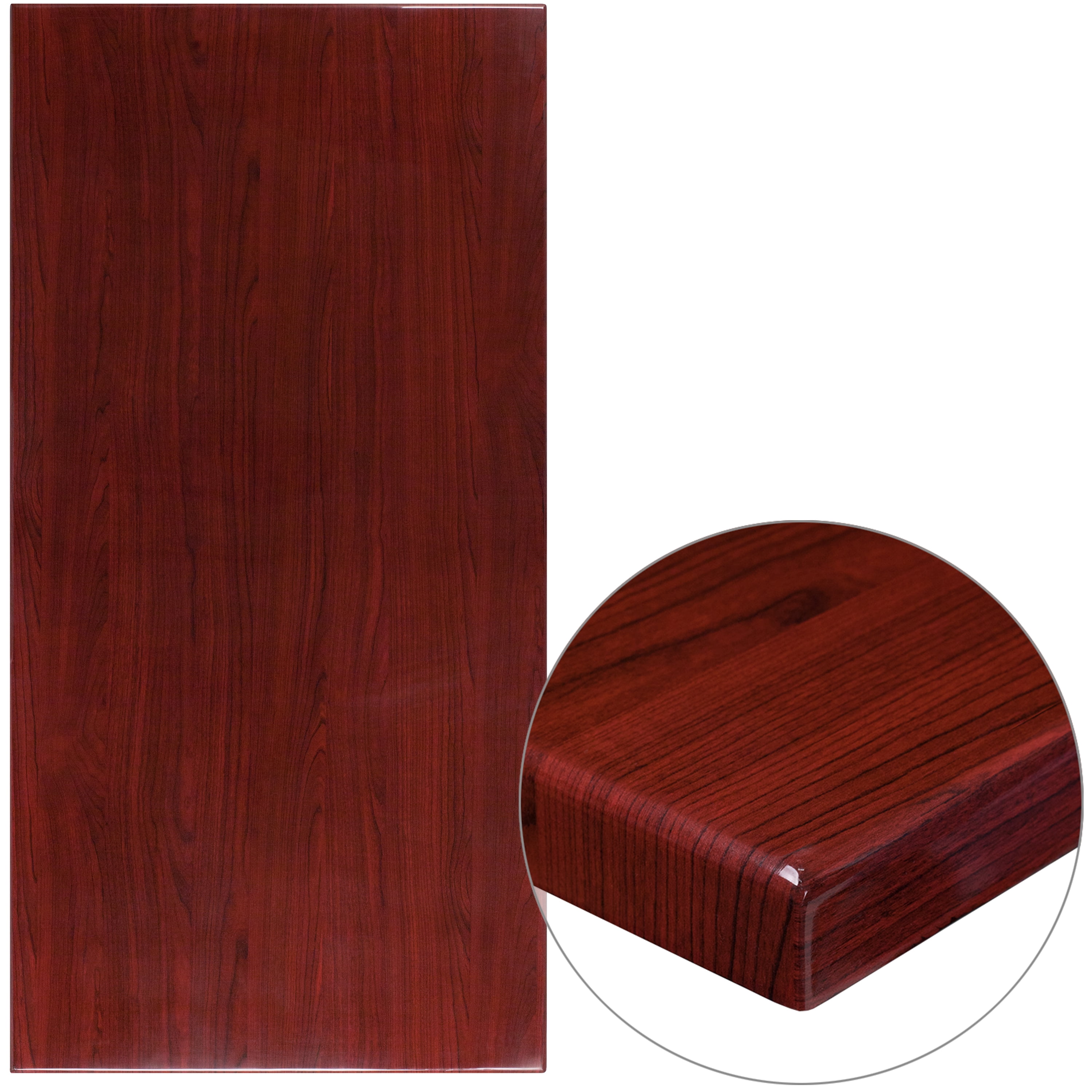 Mahogany Resin Rectangle Table Top with High-Gloss Finish, 60" x 30"