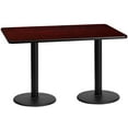 thumbnail image 1 of Flash Furniture 30'' x 60'' Rectangular Mahogany Laminate Table Top with 18'' Round Table Height Bases, 1 of 3