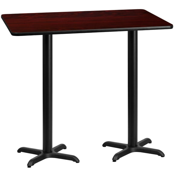 Flash Furniture 30'' x 60'' Rectangular Mahogany Laminate Table Top with 22'' x 22'' Bar Height Table Bases