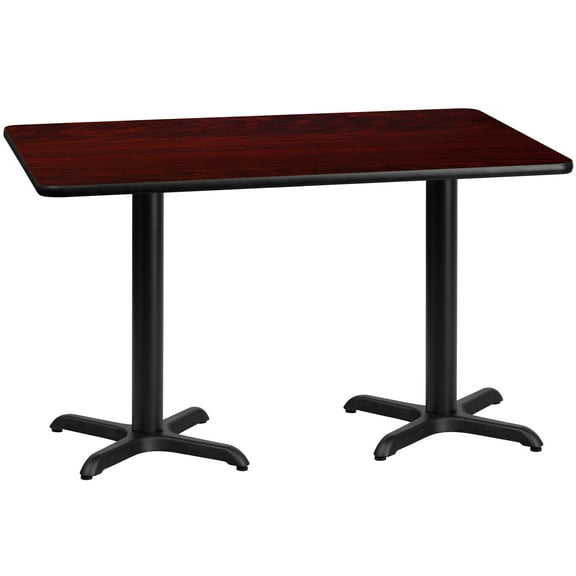 Flash Furniture 30'' x 60'' Rectangular Mahogany Laminate Table Top with 22'' x 22'' Table Height Bases