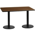 thumbnail image 1 of Flash Furniture 30'' x 60'' Rectangular Walnut Laminate Table Top with 18'' Round Table Height Bases, 1 of 3