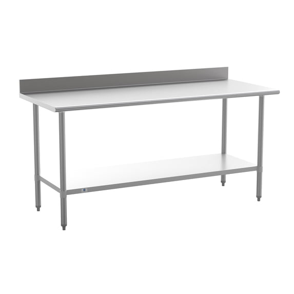 Flash Furniture 30" x 72" Adjustable Shelf Stainless Steel General Purpose Table with 4" Backsplash