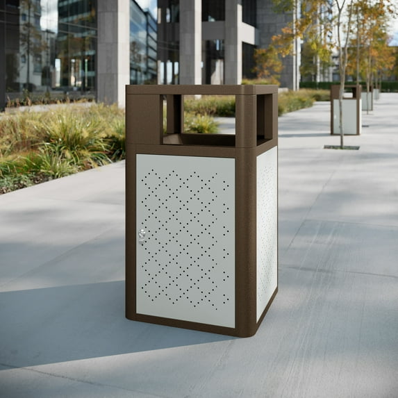Flash Furniture Brooks Steel Indoor-Outdoor Trash Can with Locking Access Door 31.4 Gallon
