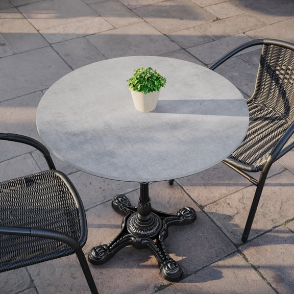 Flash Furniture 31.5" Round Gray Faux Concrete Outdoor Tabletop with Seamless Surface Technology, Moisture, Scratch, Heat, UV Resistant