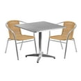 thumbnail image 1 of Flash Furniture 31.5'' Square Aluminum Indoor-Outdoor Table Set with 2 Beige Rattan Chairs, 1 of 5