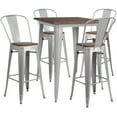 thumbnail image 1 of Flash Furniture 31.5" Square Silver Metal Bar Table Set with Wood Top and 4 Stools, 1 of 2