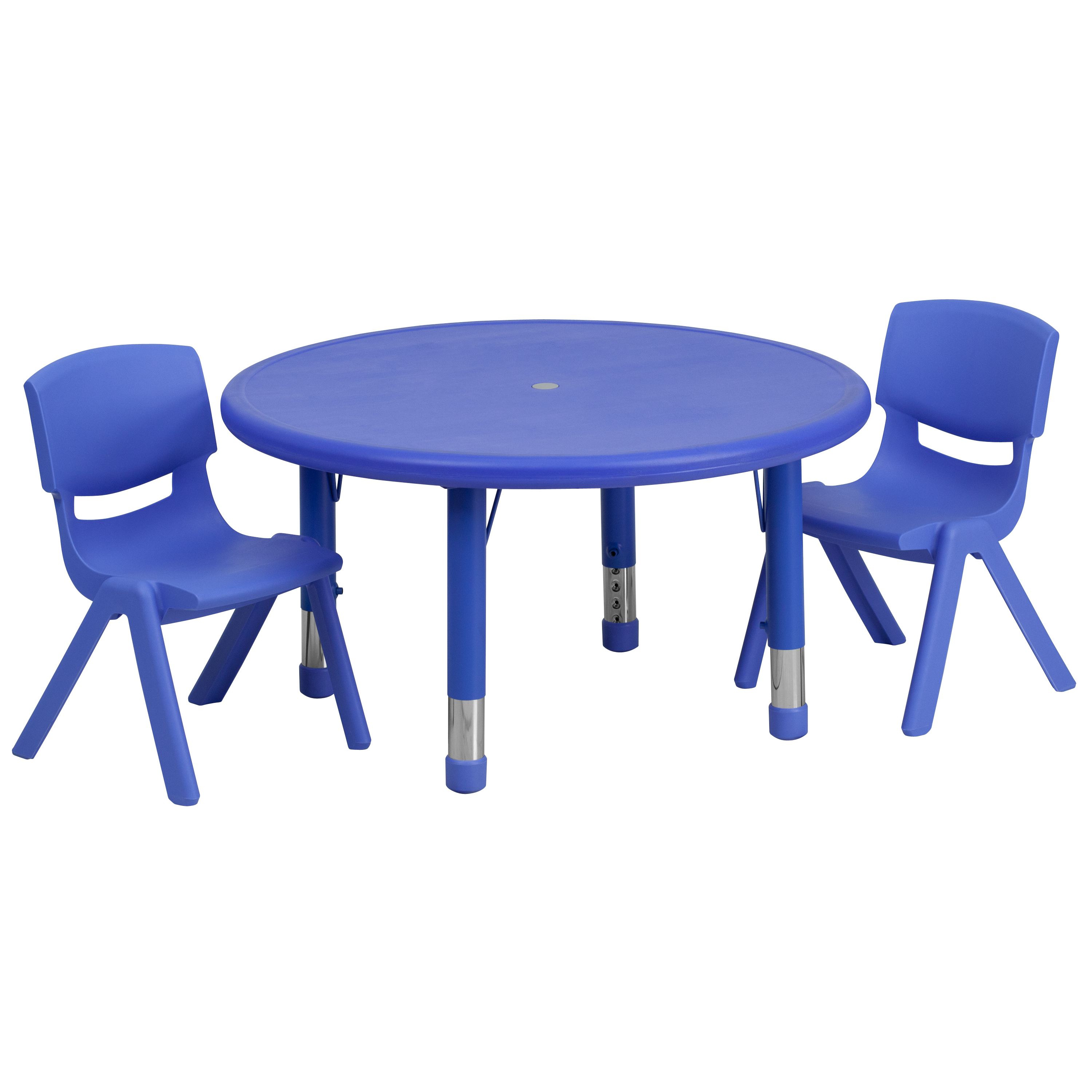 Flash Furniture 33'' Round Blue Plastic Height Adjustable Activity Table Set with 2 Chairs - image 1 of 3