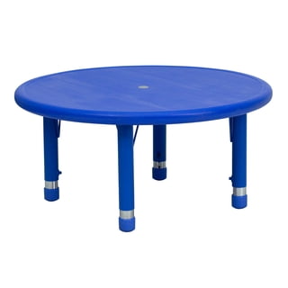 Flash Furniture Wren 33'' Round Blue Plastic Height Adjustable Activity Table