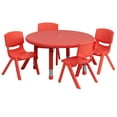 thumbnail image 1 of Flash Furniture 33'' Round Red Plastic Height Adjustable Activity Table Set with 4 Chairs, 1 of 2