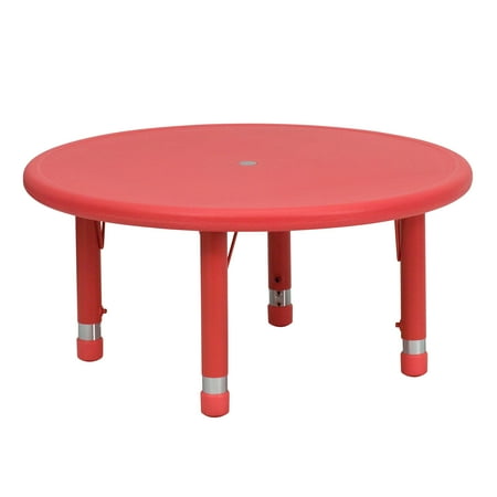 Flash Furniture Wren 33'' Round Red Plastic Height Adjustable Activity Table