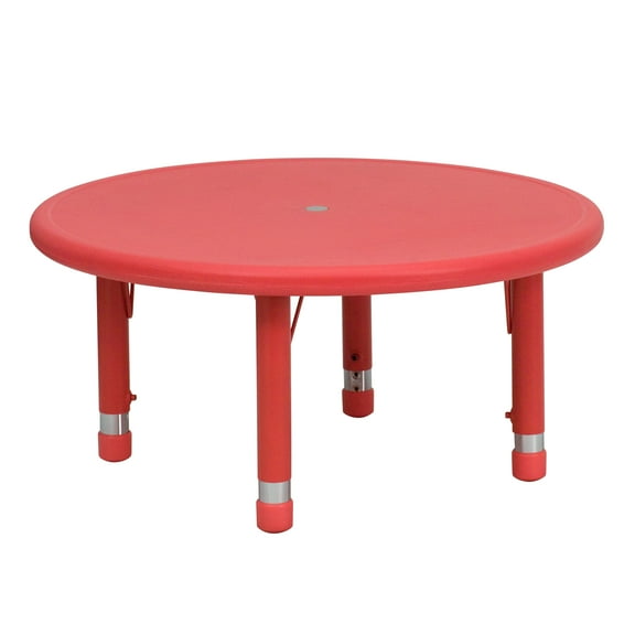 Flash Furniture 33'' Round Red Plastic Height Adjustable Activity Table
