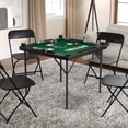thumbnail image 1 of Flash Furniture 34.5" Square 4-Player Black Folding Card Game Table with Green Playing Surface and Cup Holders, 1 of 11