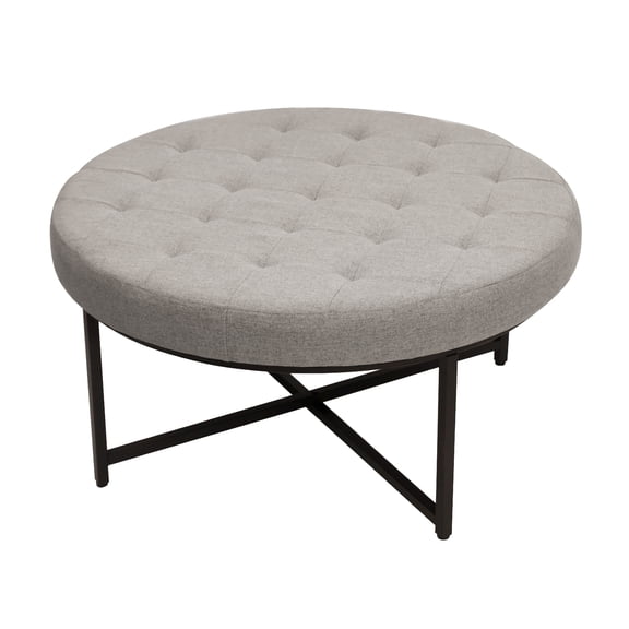 Flash Furniture Ashton Linen Tufted Ottoman Gray/Black Frame (WXTY104GRYLNBLK)