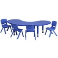 thumbnail image 1 of Flash Furniture 35''W x 65''L Half-Moon Blue Plastic Height Adjustable Activity Table Set with 4 Chairs, 1 of 3