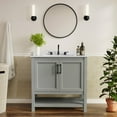 thumbnail image 1 of Flash Furniture 36" Bathroom Vanity with Sink, Storage Cabinet with Black Hardware, Soft Close Doors & Open Shelf, Carrara Marble Finish Countertop, Gray/White, 1 of 12