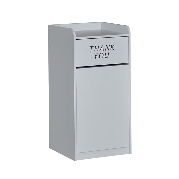 Flash Furniture 36 Gallon Wood Tray Top Trash Can, Laminate, Gray