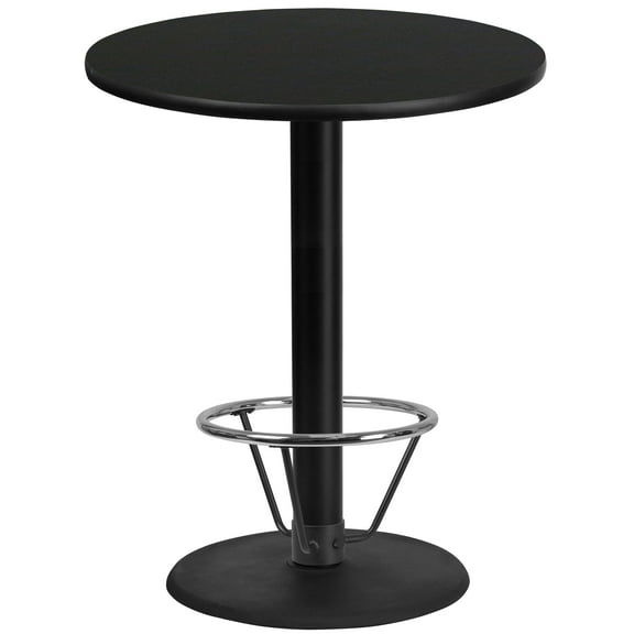 Flash Furniture 36'' Round Black Laminate Table Top with 24'' Round Bar Height Table Base and Foot Ring