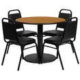 thumbnail image 1 of Flash Furniture 36'' Round Natural Laminate Table Set with Round Base and 4 Black Trapezoidal Back Banquet Chairs, 1 of 3