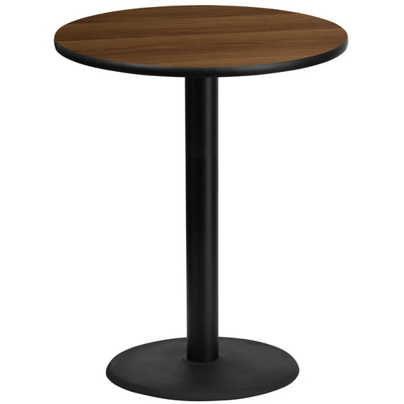 Flash Furniture 36'' Round Walnut Laminate Table Top with 24'' Round Bar Height Table Base