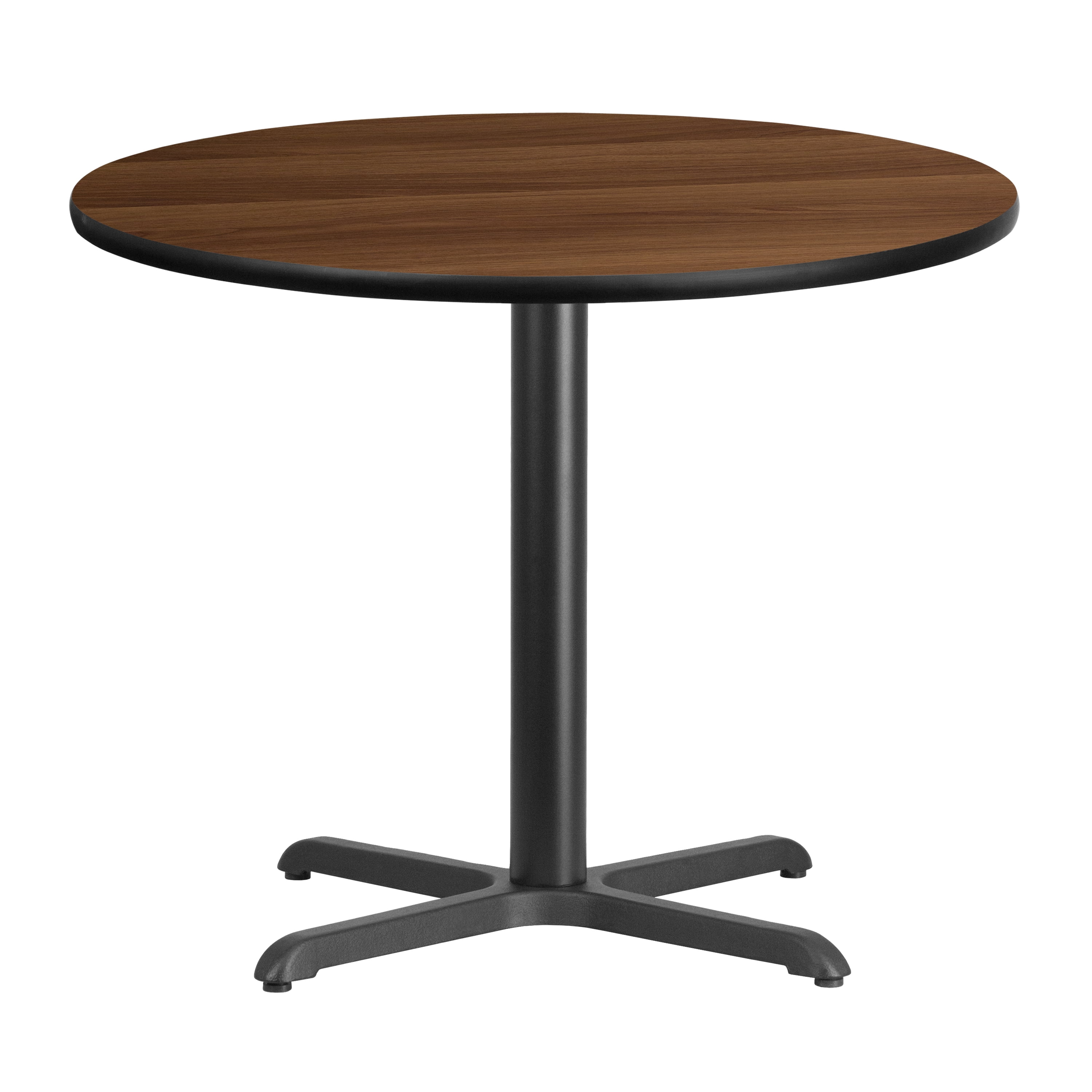 Contemporary 36'' Round Walnut Laminate Bar Height Table