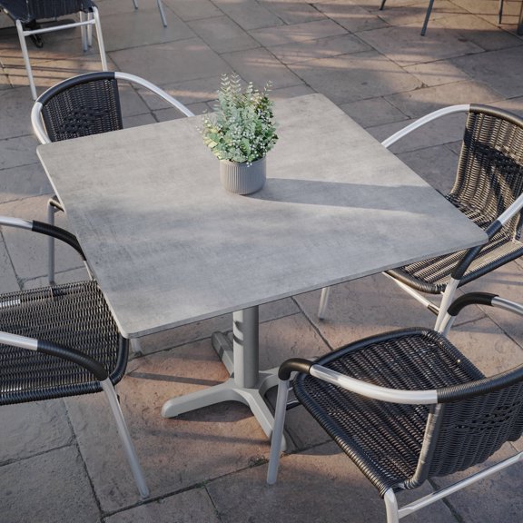 Flash Furniture 36" Square Gray Faux Concrete Outdoor Tabletop with Seamless Surface Technology, Moisture, Scratch, Heat, UV Resistant