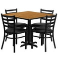 thumbnail image 1 of Flash Furniture 36'' Square Natural Laminate Table Set with X-Base and 4 Ladder Back Metal Chairs - Black Vinyl Seat, 1 of 5