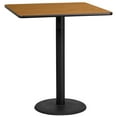 thumbnail image 1 of Flash Furniture 36'' Square Natural Laminate Table Top with 24'' Round Bar Height Table Base, 1 of 3