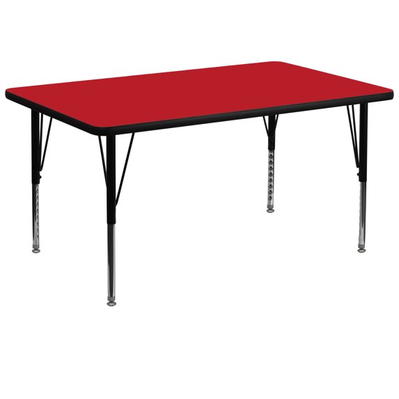 Flash Furniture 36''W x 72''L Rectangular Red HP Laminate Activity Table - Height Adjustable Short Legs