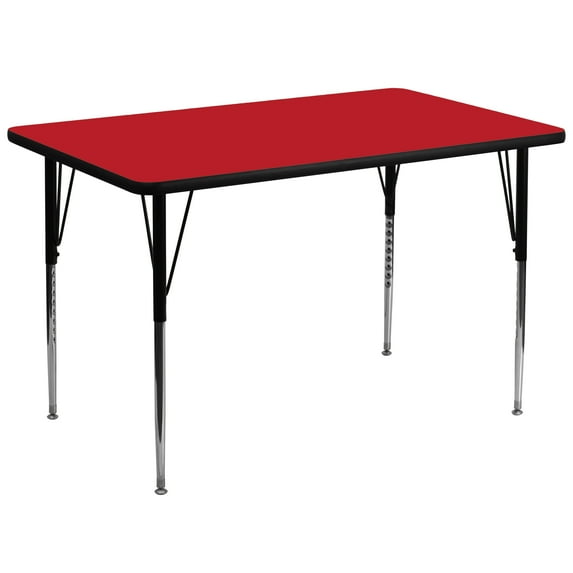 Flash Furniture 36''W x 72''L Rectangular Red HP Laminate Activity Table - Standard Height Adjustable Legs