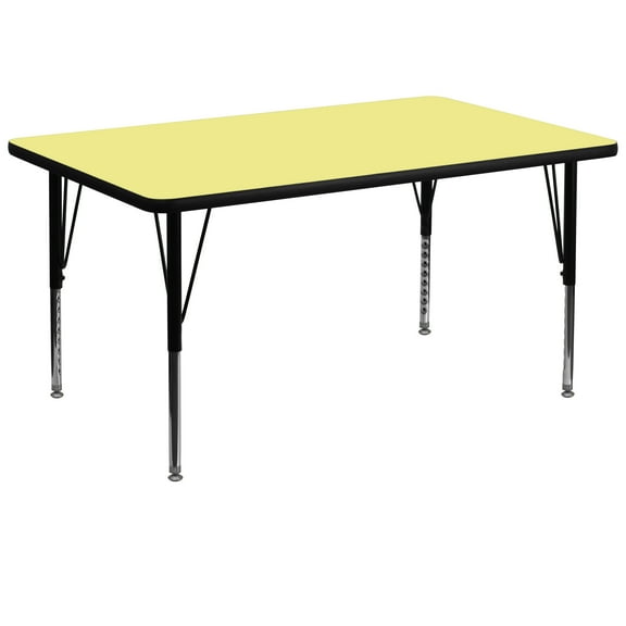 Flash Furniture 36''W x 72''L Rectangular Yellow Thermal Laminate Activity Table - Height Adjustable Short Legs
