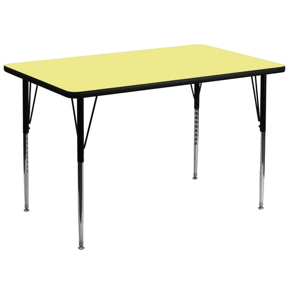 Flash Furniture 36''W x 72''L Rectangular Yellow Thermal Laminate Activity Table - Standard Height Adjustable Legs
