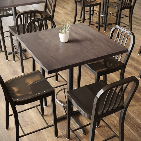 Flash Furniture 36x36 Solid Wood Indoor 1.5 Inch Thick Rectangular Tabletop in Dark Brown