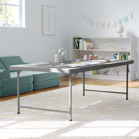 Flash Furniture 4.93-Foot Kid's Granite Gray Plastic Folding Table