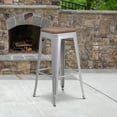 thumbnail image 1 of Flash Furniture 4 Pack 30" High Backless Silver Metal Barstool with Square Wood Seat, 1 of 14