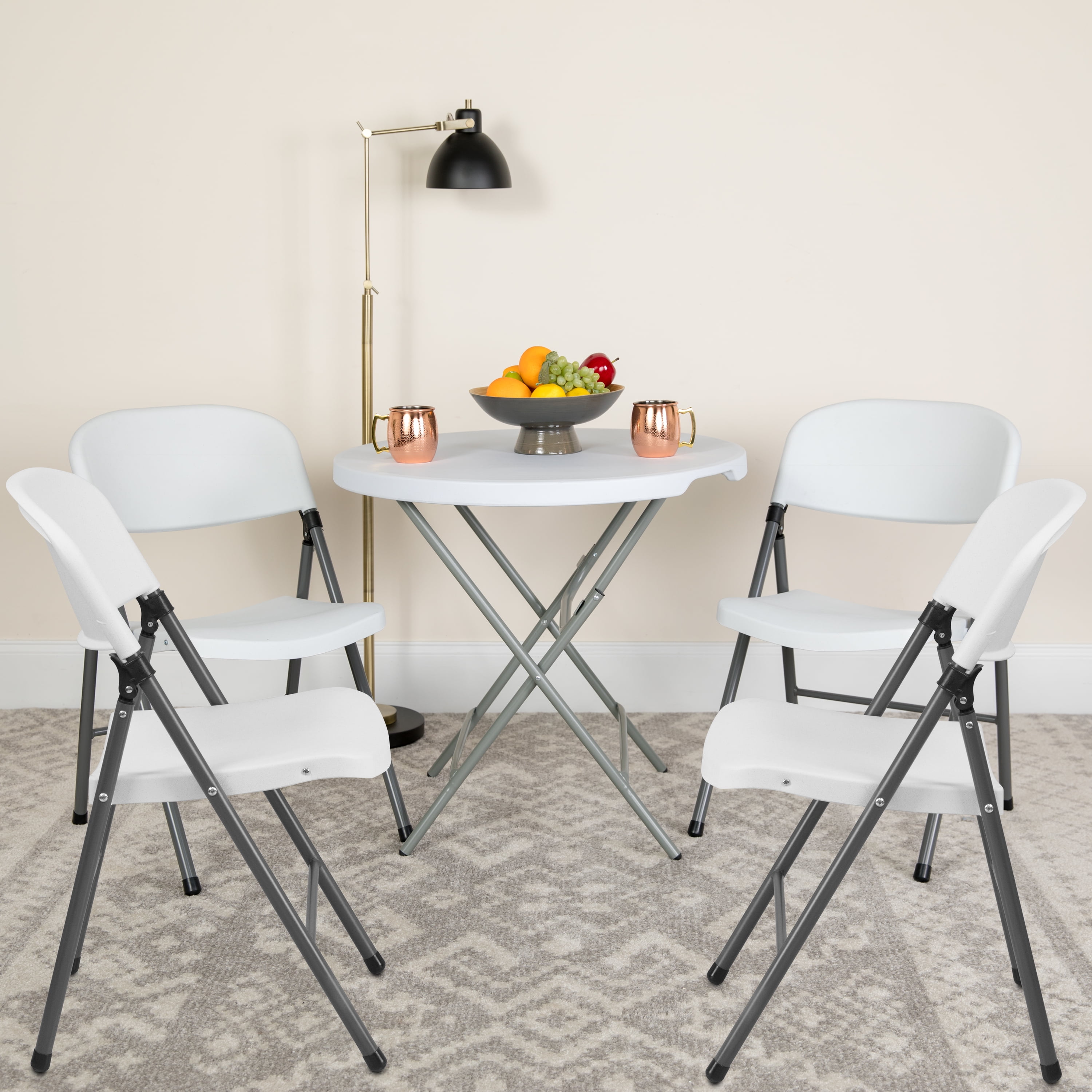 Flash Furniture 4 Pack 330 lb. Capacity Granite White Plastic