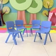 thumbnail image 1 of Flash Furniture 4 Pack Blue Plastic Stackable School Chair with 12'' Seat Height, 1 of 13