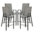 thumbnail image 1 of Flash Furniture 4 Pack Brazos Series Gray Outdoor Barstools with Flex Comfort Material and Metal Frame, 1 of 15