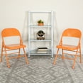 thumbnail image 1 of Flash Furniture 4 Pack HERCULES COLORBURST Series Orange Marmalade Triple Braced & Double Hinged Metal Folding Chair, 1 of 8